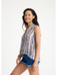 Shirt Collar Asymmetric Cut Beige Ethnic Blouse 4562